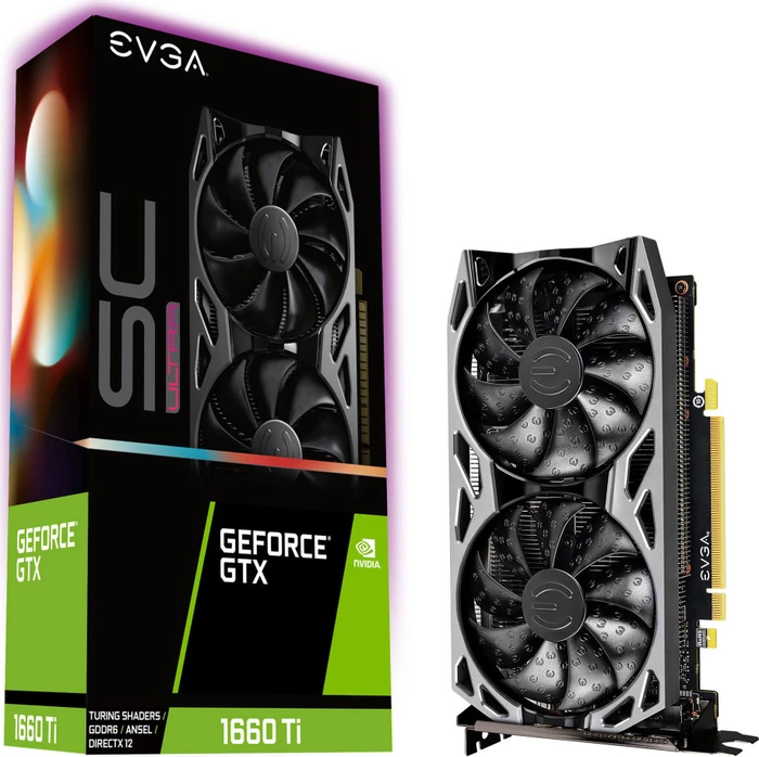 EVGA GeForce GTX 1660 Ti SC Ultra Gaming, 6GB GDDR6, DVI, HDMI, DP