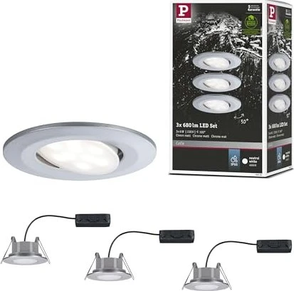 Paulmann LED Calla 6W Einbauleuchte chrom matt, 3 Stück