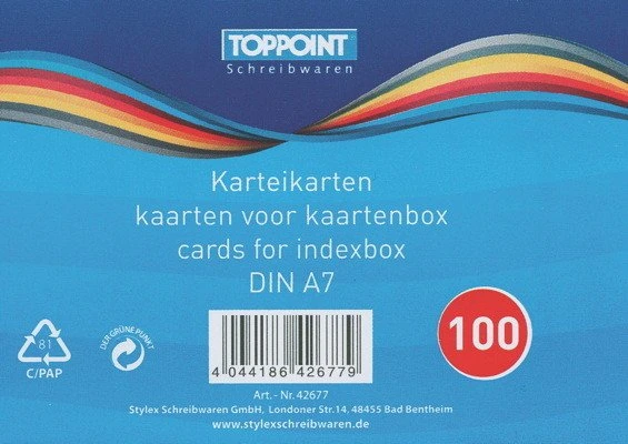 Stylex Karteikarten, A7, liniert, weiß, 100 Blatt (1002295623)