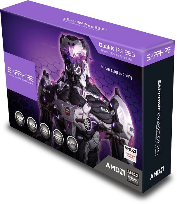 Sapphire Radeon R9 285 Dual-X, 2GB GDDR5, 2x DVI, HDMI, DP, full retail