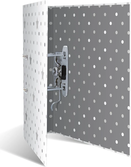 Herma Ordner 2-Ring mit Motiv, 70mm, A4, Stars Weiß mit grauen Sternen, 10er-Pack