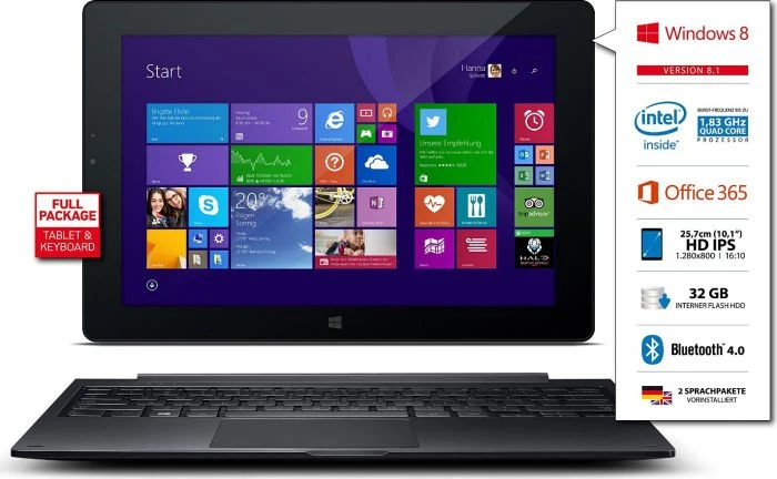 Odys Winpad V10 2in1, 32GB, Windows 8.1 32bit
