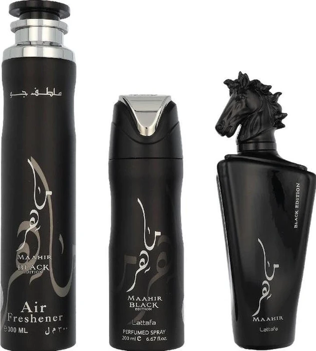 Lattafa Maahir Black EdP 100ml + Raumspray 300ml + Deo Spray 200ml Duftset
