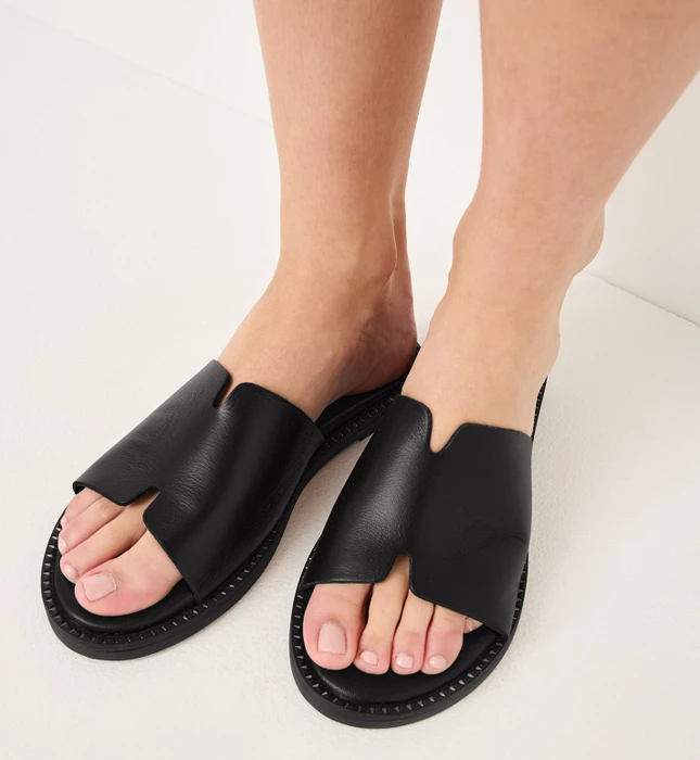 Tamaris Lederpantolette schwarz (Damen)