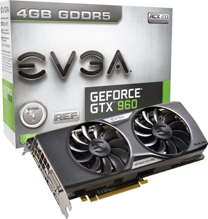 EVGA GeForce GTX 960 ACX 2.0+, 4GB GDDR5, DVI, HDMI, 3x DP