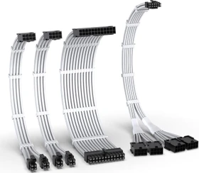 EZDIY-FAB 12VHPWR Cable Kit, 1x 24-Pin, 2x 4/8-Pin ATX, 1x 12VHPWR/4x 8-Pin PCIe, 16AWG, weiß/schwarz