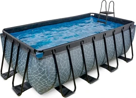 Exit Toys Stone Frame Pool mit Filterpumpe rechteckig 400x200x122cm