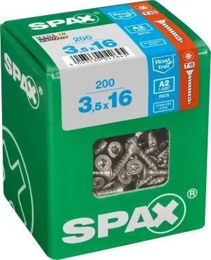 Spax Edelstahl rostfrei A2 4CUT T-STAR plus T10 Universalschraube, 3.5x16mm, 200 Stück