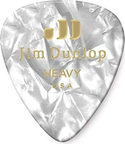 Dunlop Celluloid White Pearloid Pick, Heavy, 12-Pack
