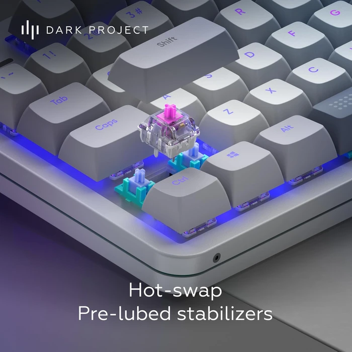 Dark Project ALU87A Daylight Gaming Keyboard, weiß/grau, LEDs RGB, g3ms Zircon Speed, USB, DE