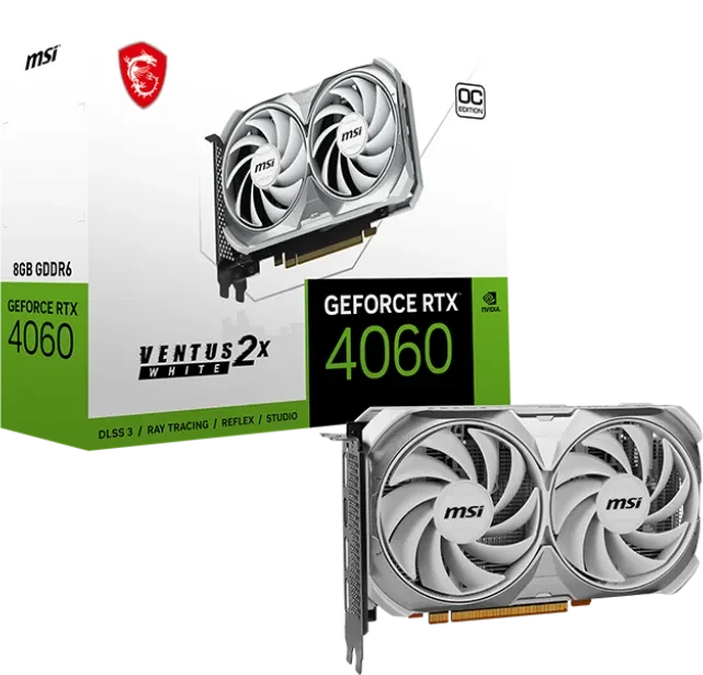 MSI GeForce RTX 4060 Ventus 2X White 8G OC, 8GB GDDR6, HDMI, 3x DP