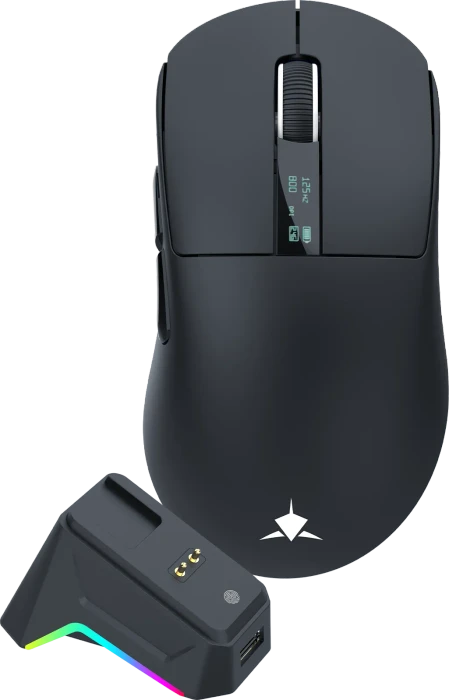 White Shark Gawain Wireless Gaming Mouse mit Ladestation, schwarz, USB/Bluetooth
