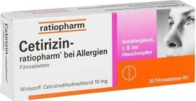 Cetirizin-ratiopharm bei Allergien 10mg Filmtabletten, 20 Stück