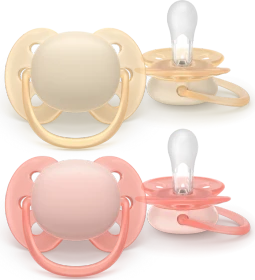 Philips Avent SCF091/38 ultra soft Beruhigungsschnuller, 0-6M, Silikon, rosa/orange, 2 Stück