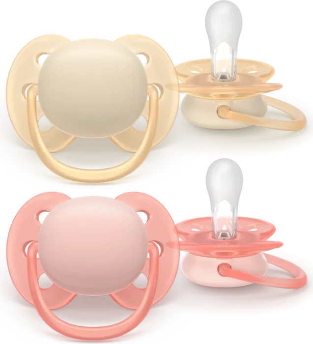 Philips Avent SCF091/38 ultra soft Beruhigungsschnuller, 0-6M, Silikon, rosa/orange, 2 Stück