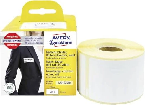 Avery-Zweckform Endlosetiketten kompatibel zu Dymo 11356, 41x89mm, weiß, 1er-Pack (200 Etiketten)