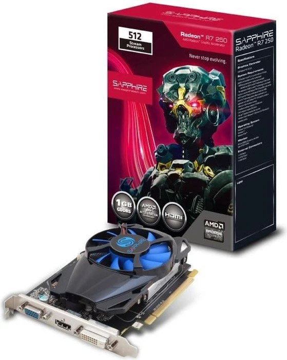 Sapphire Radeon R7 250E, 1GB GDDR5, VGA, DVI, HDMI, lite retail