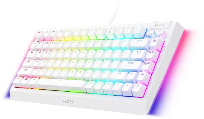 Razer BlackWidow V4 75%, White, hot-swap, Razer ORANGE Tactile Gen-3, USB, US