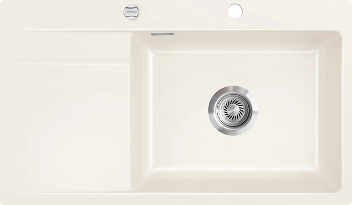 systemceram Stema 86 SL F Einbau Becken rechts mit Ablauffernbedienung magnolie