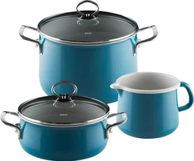 Riess Emaille Nouvelle Kochgeschirr-Set aquamarin, 3-tlg.