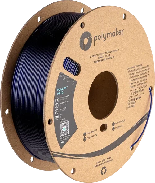 Polymaker PolyLite PETG, Translucent Blue, Spule, 1.75mm, 1.00kg