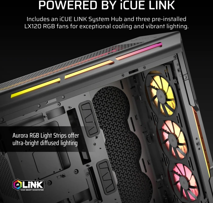 Corsair iCUE LINK 5000T LX RGB, schwarz, Glasfenster