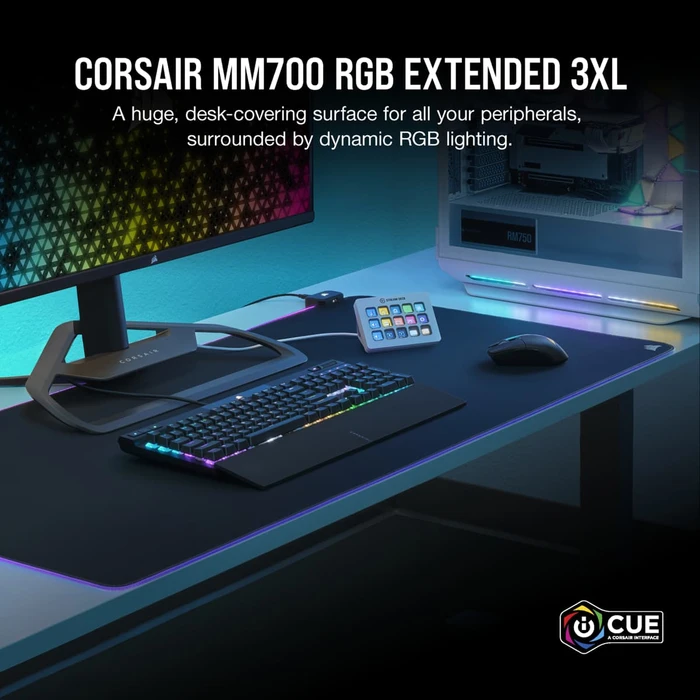 Corsair MM700 RGB Extended 3XL Gaming Mouse Pad, 1120x610mm, schwarz