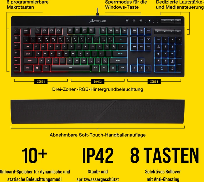 Corsair Gaming K55 RGB, USB, DE