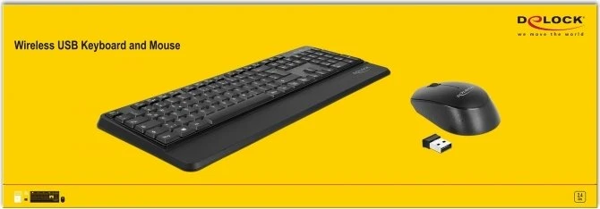 DeLOCK kabellose Tastatur mit Handballenauflage und Maus Set schwarz, USB, DE