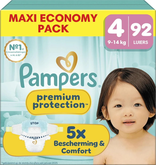 Pampers Premium Protection Gr.4 Einwegwindel, 9-14kg, 92 Stück