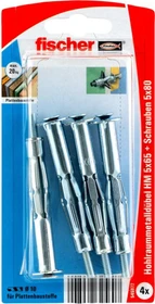fischer HM 5x65 SK K Hohlraum-Metalldübel Schrauben/Dübel-Sortiment, 4 Stück