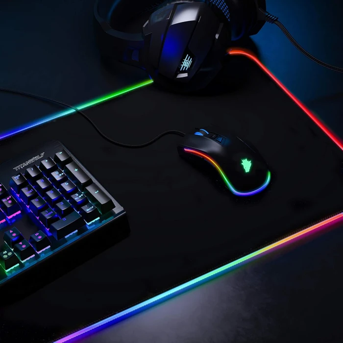 Titanwolf Alpha 2 Lightning RGB Gaming XXL Mauspad, 800x300mm, schwarz