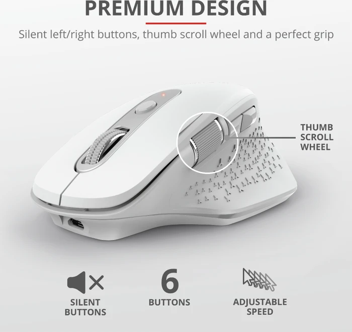 Trust Ozaa Rechargeable Wireless Mouse weiß, USB