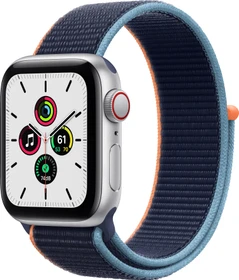 Apple Watch SE (GPS + Cellular) 40mm silber mit Sport Loop dunkelmarine