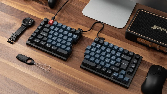 Keychron Q11, 75% Split Design, schwarz/blau, LEDs RGB, hot-swap, Keychron K Pro BROWN, USB, DE