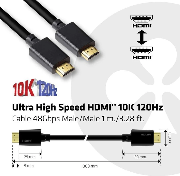 Club 3D 10K Ultra High Speed HDMI 2.1 Kabel, 1m