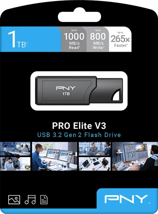 PNY Pro Elite V3 1TB, USB-A, USB 3.2 Gen 2×1