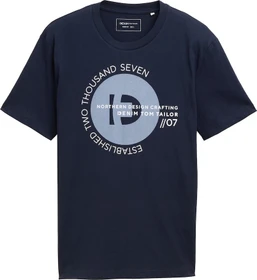 Tom Tailor Basic mit Logo-Print T-Shirt kurzarm dark navy (Herren)