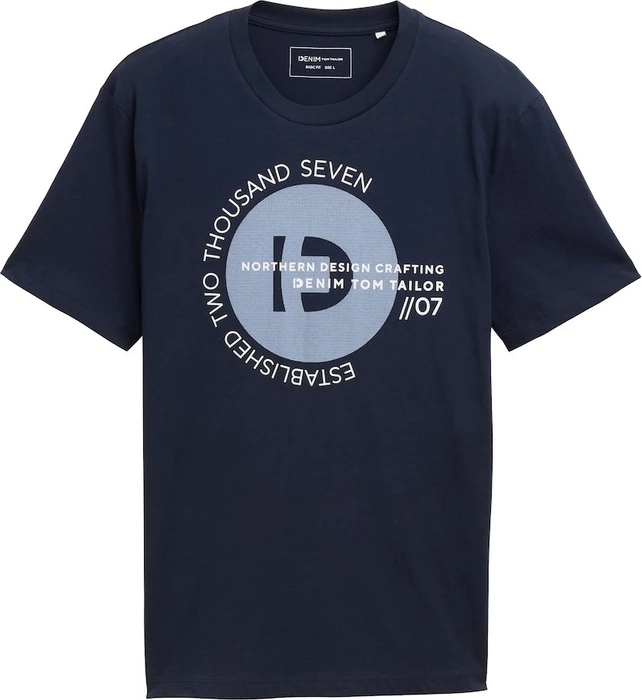 Tom Tailor Basic mit Logo-Print T-Shirt kurzarm dark navy (Herren)