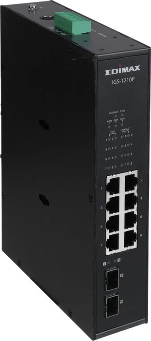 Edimax Pro IGS-1 Industrial Railmount Gigabit Managed Switch, 8x RJ-45, 2x SFP, 240W PoE+