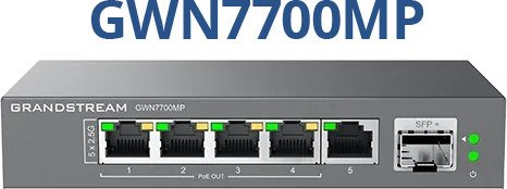 Grandstream GWN7700M Series Desktop 2.5G Switch, 5x RJ-45, 1x SFP+, 57W PoE+