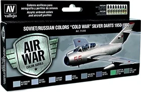 Vallejo Model Air Air War Color Series Soviet/Russian Colors Cold War Silver Darts 1950-1980 Farbset, 8-tlg.