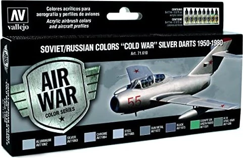 Vallejo Model Air Air War Color Series Soviet/Russian Colors Cold War Silver Darts 1950-1980 Farbset, 8-tlg.