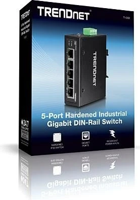 TRENDnet TI Hardened Industrial Railmount Gigabit Switch, 5x RJ-45