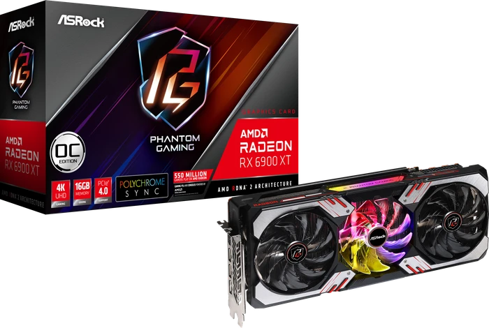 ASRock Radeon RX 6900 XT Phantom Gaming D OC, RX6900XT PGD 16GO, 16GB GDDR6, HDMI, 3x DP