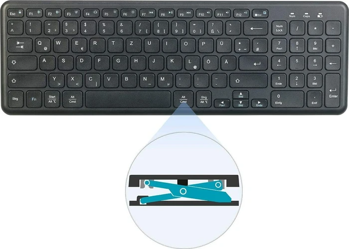 GeneralKeys Multi-Device-Funktastatur, schwarz, USB/Bluetooth, DE