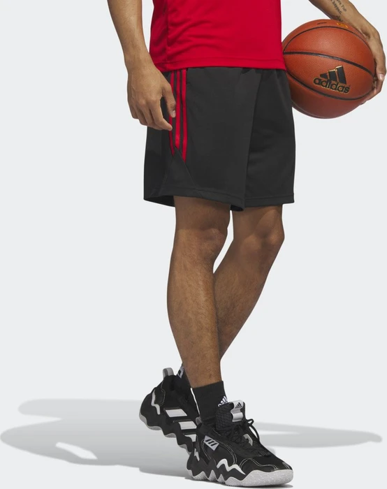 adidas Legends 3-Streifen Basketball Shorts black/better scarlet (Herren)