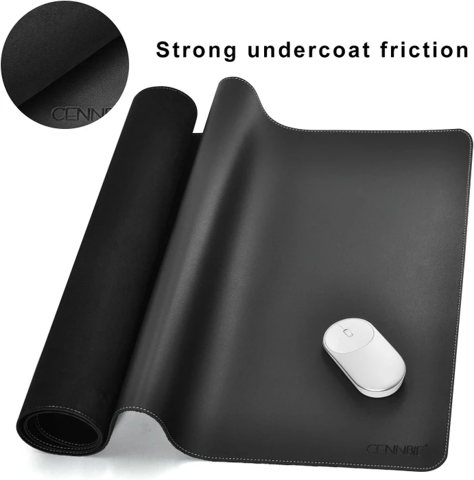Cennbie Schreibtischunterlage Leder, Mauspad XXL, 1000x500mm, schwarz