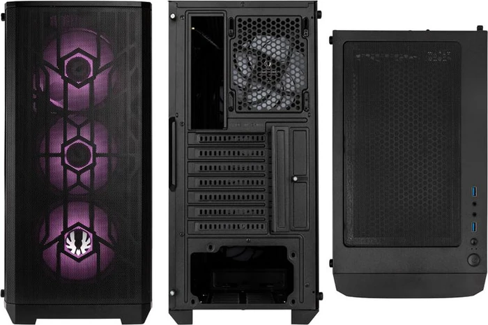 BitFenix Nova Mesh SE TG 4ARGB, schwarz, inkl. 4x Lüfter, Lüfter LED RGB, Glasfenster