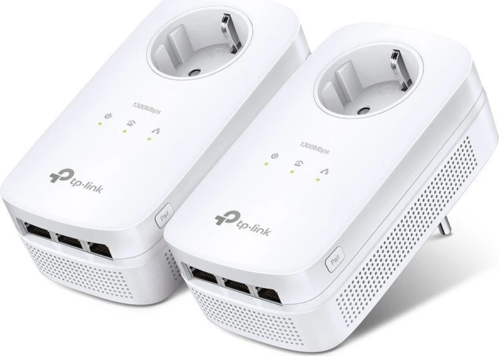 TP-Link Powerline AV1300 Passthrough Starter Kit, HomePlug AV2, 3x RJ-45, 2er-Pack